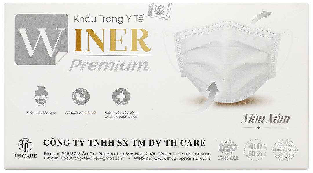 Khẩu trang y tế Winer 4 lớp màu xám