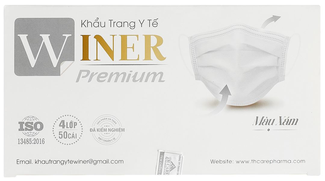 Khẩu trang y tế Winer 4 lớp màu xám
