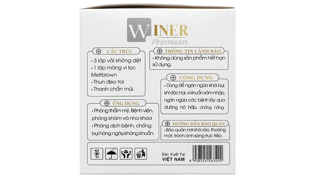 Khẩu trang y tế Winer 4 lớp màu xám