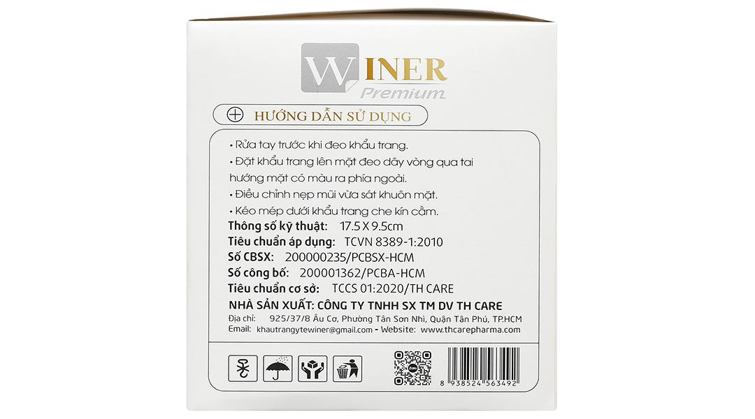 Khẩu trang y tế Winer 4 lớp màu xám