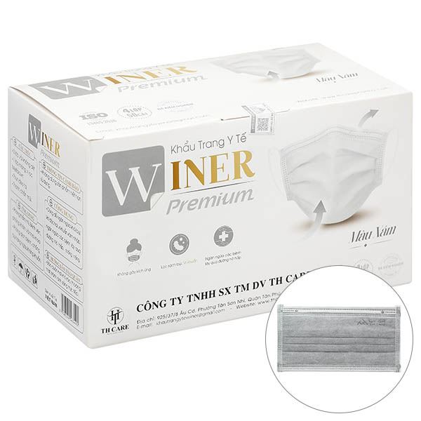 Khẩu trang y tế Winer 4 lớp màu xám hộp 50 cái