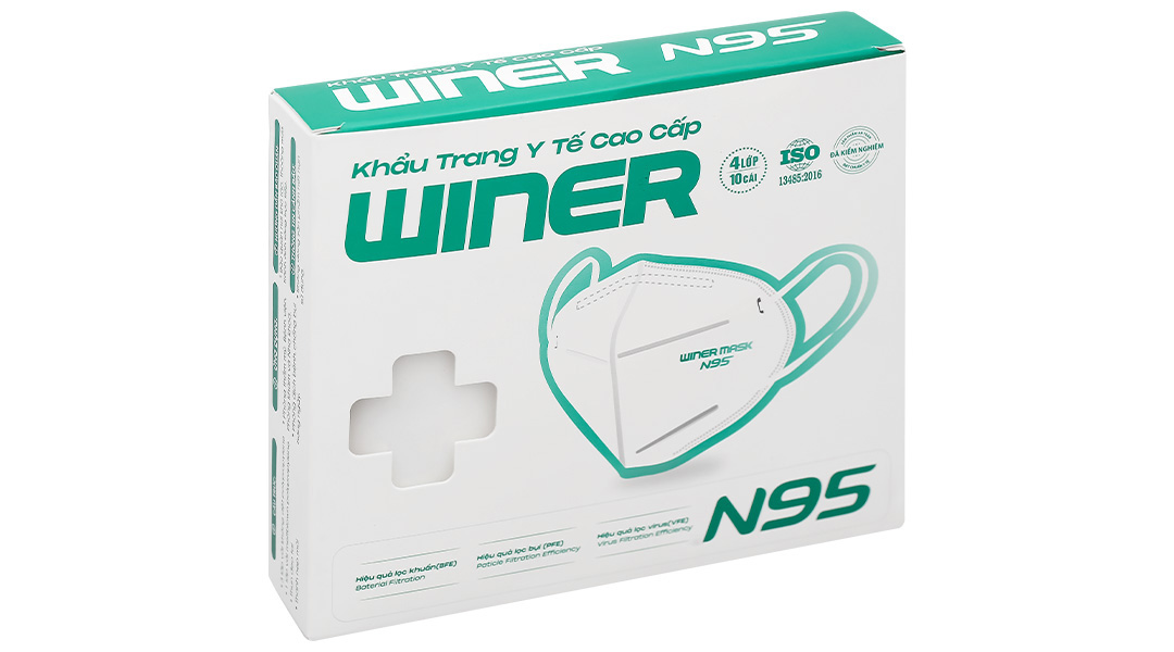 Khẩu trang y tế Winer N95 4 lớp màu trắng hộp 10 cái - 11