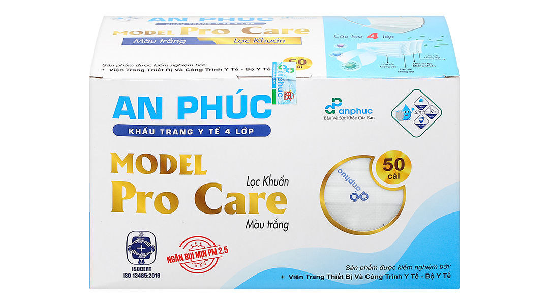 Khẩu trang y tế An Phúc 4 lớp màu trắng