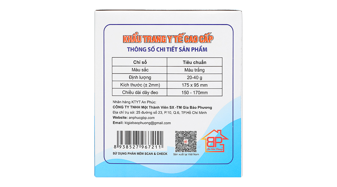 Khẩu trang y tế An Phúc 4 lớp màu trắng