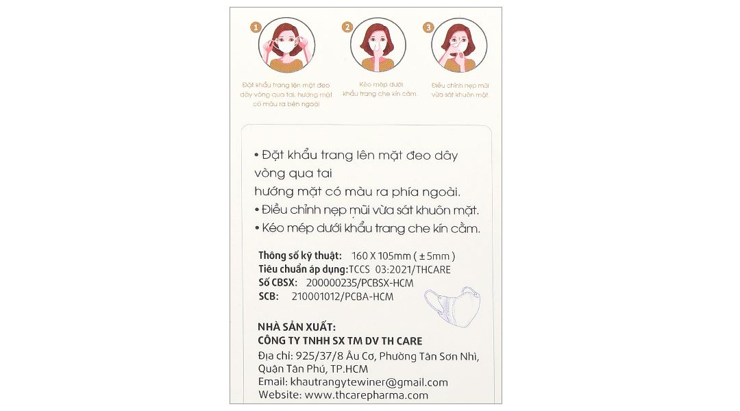 Khẩu trang y tế Winer 5D Mask 4 lớp màu trắng