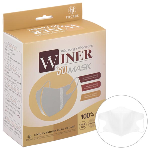 Khẩu trang y tế Winer 5D Mask 4 lớp màu trắng hộp 30 cái