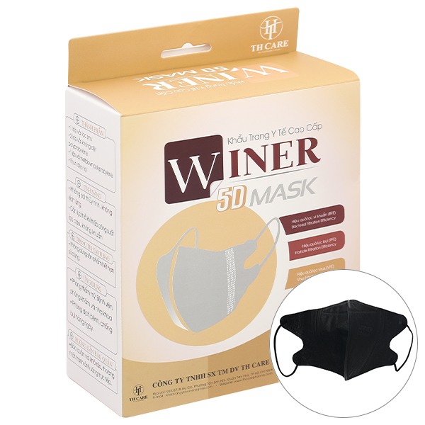 Khẩu trang y tế Winer 5D Mask 4 lớp màu đen hộp 30 cái
