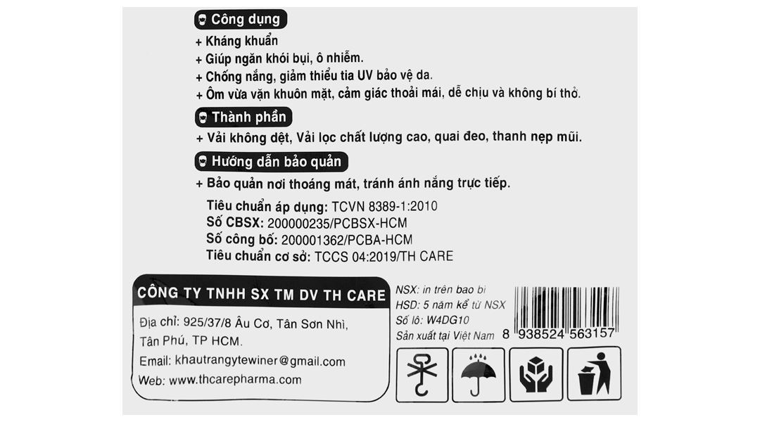 Khẩu trang y tế Winer KF94 4D mask 4 lớp màu đen