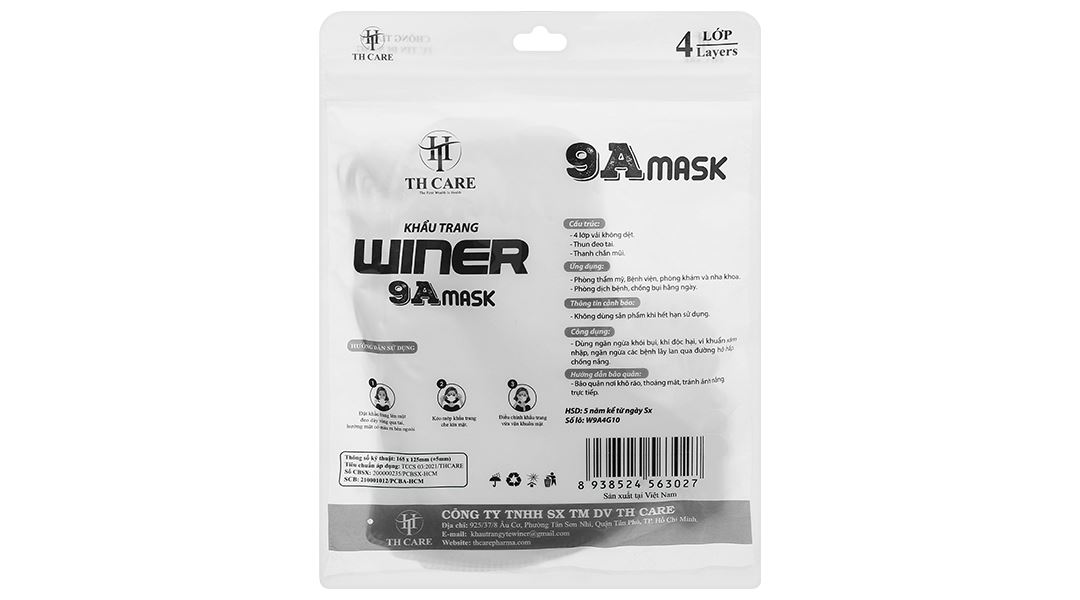 Khẩu trang y tế Winer 9Amask 4 lớp màu trắng