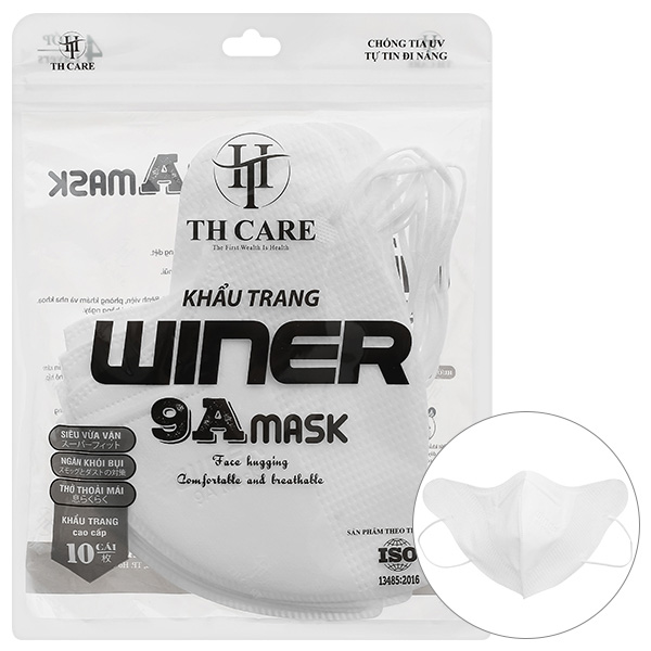 Khẩu trang y tế Winer 9Amask 4 lớp màu trắng gói 10 cái