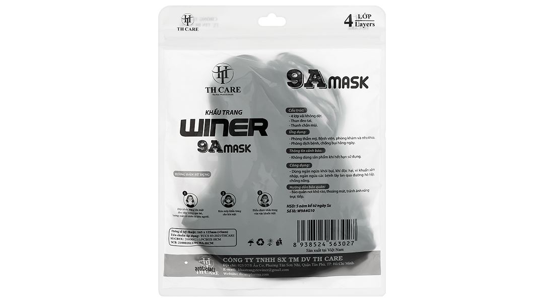 Khẩu trang y tế Winer 9Amask 4 lớp màu đen
