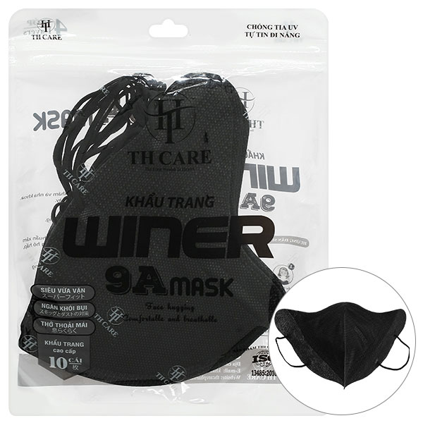 Khẩu trang y tế Winer 9Amask 4 lớp màu đen gói 10 cái