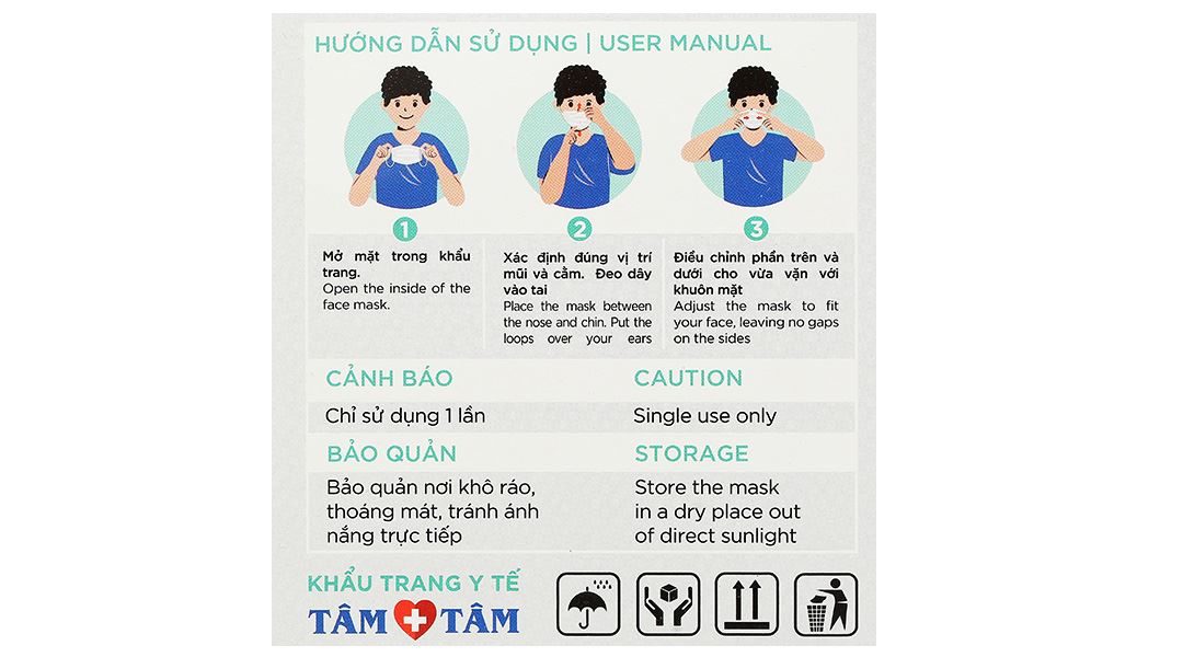 Khẩu trang y tế Tâm Tâm 4 lớp màu trắng