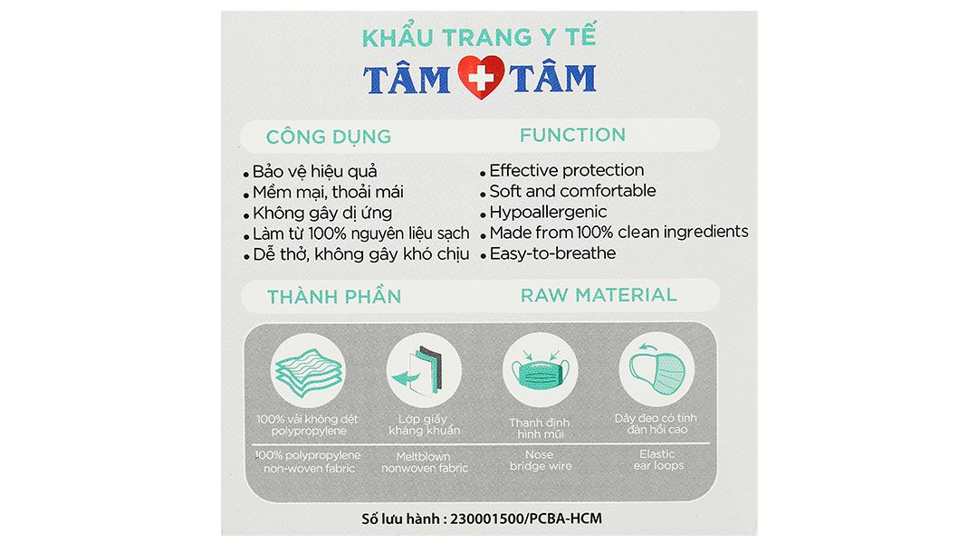 Khẩu trang y tế Tâm Tâm 4 lớp màu trắng
