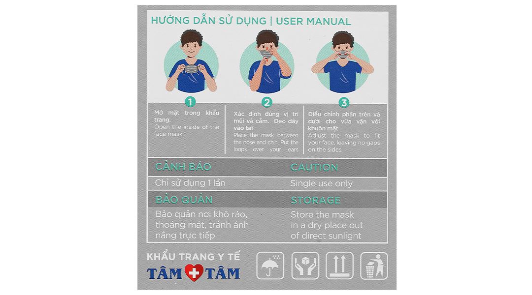 Khẩu trang y tế Tâm Tâm 4 lớp màu xám