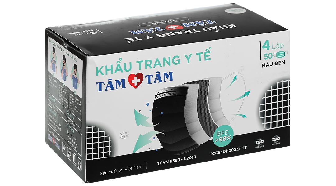 Khẩu trang y tế Tâm Tâm 4 lớp màu đen