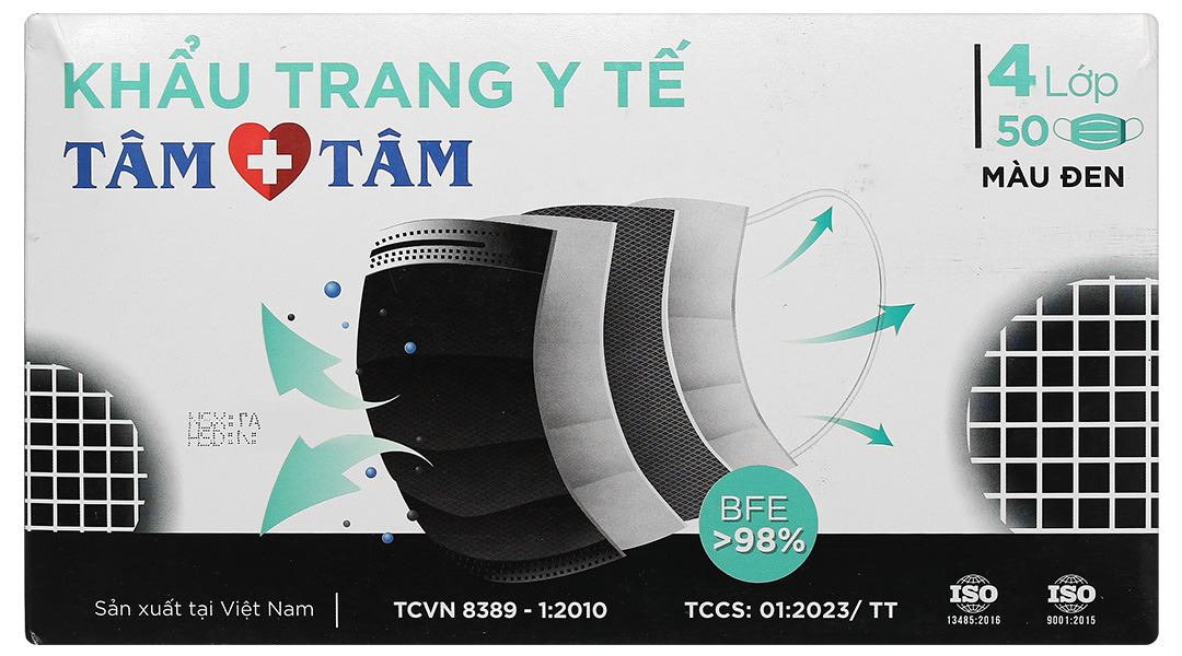 Khẩu trang y tế Tâm Tâm 4 lớp màu đen