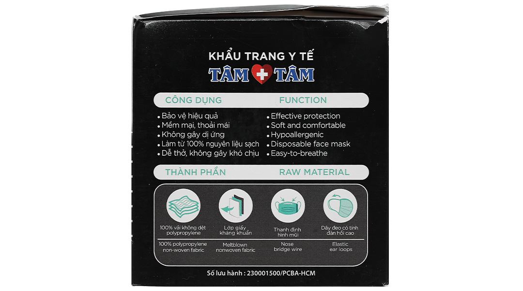 Khẩu trang y tế Tâm Tâm 4 lớp màu đen