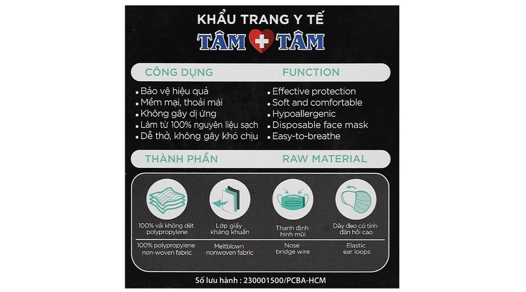Khẩu trang y tế Tâm Tâm 4 lớp màu đen