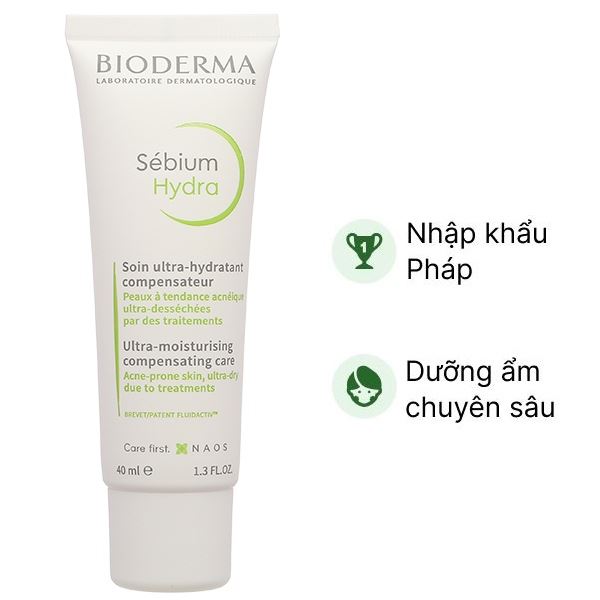 Kem Bioderma Sébium Hydra dưỡng ẩm chuyên sâu, giảm mẩn đỏ tuýp 40ml