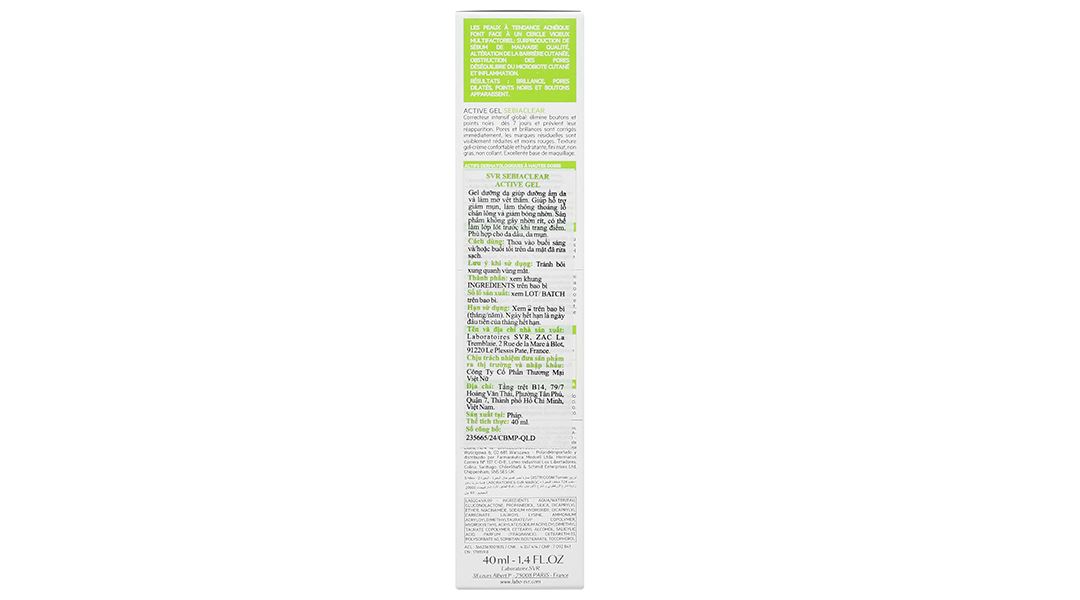 Gel SVR Sebiaclear Active Gel giảm mụn, mờ vết thâm, giảm bóng nhờn
