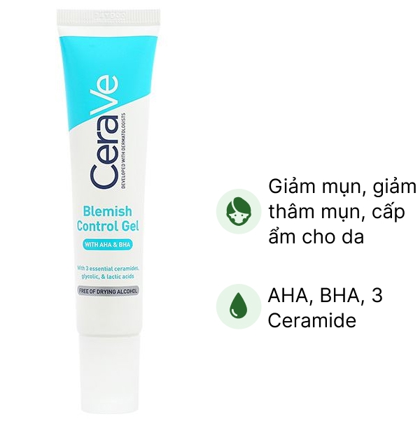 Gel CeraVe Blemish Control giúp giảm mụn và thâm mụn, cấp ẩm cho da tuýp 40ml