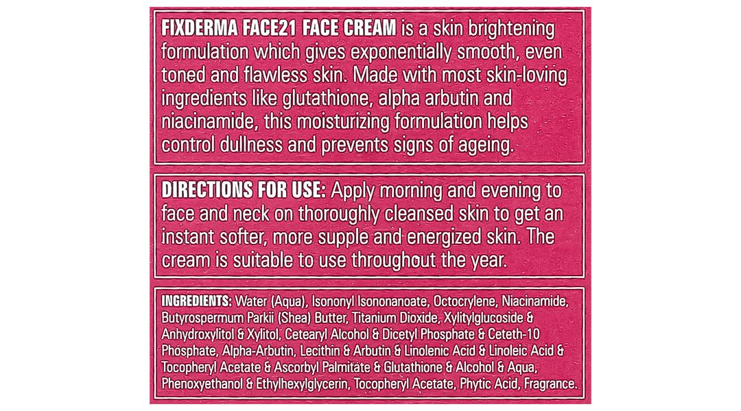 Kem dưỡng ẩm Fixderma Face21 Face Cream giúp da trắng sáng, mịn màng tuýp 50g - 12