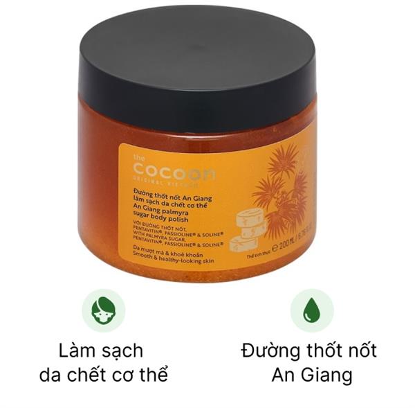 Tẩy tế bào chết Cocoon đường thốt nốt An Giang làm sạch da chết cơ thể hũ 200ml