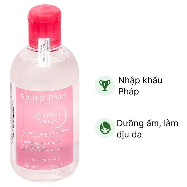 Nước cân bằng Bioderma Sensibio Tonique dưỡng ẩm và làm dịu da chai 250ml