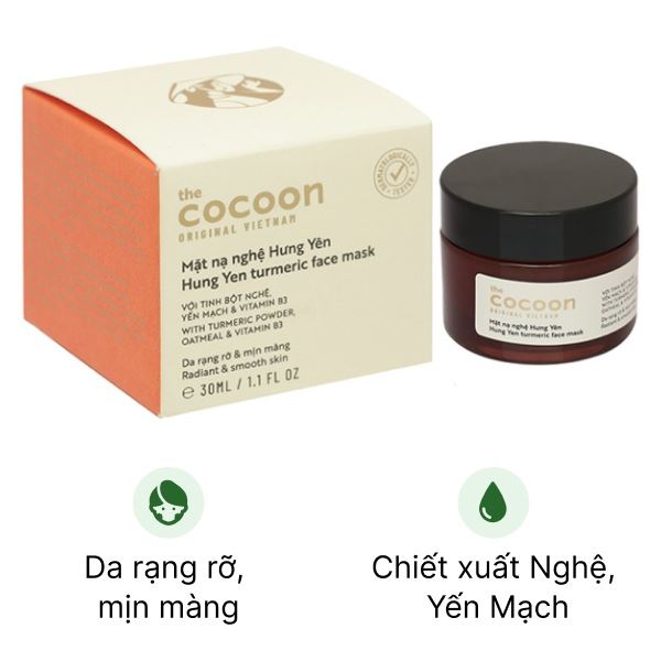 Mặt nạ nghệ Hưng Yên Cocoon giúp da rạng rỡ, mịn màng hũ 30ml