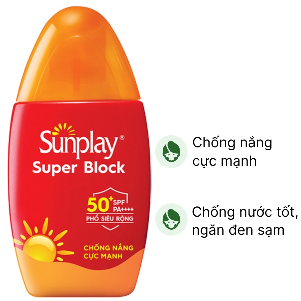 Sữa chống nắng Sunplay Super Block SPF 50+/PA++++ ngăn da đen sạm