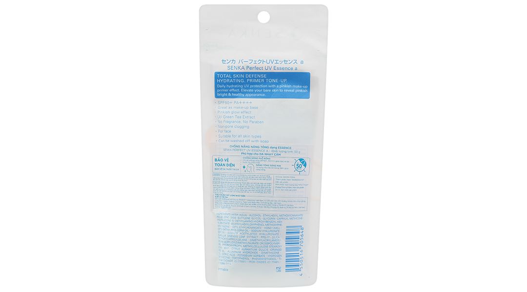 Kem chống nắng Senka Perfect UV Essence SPF 50+/PA++++ giúp nâng tông