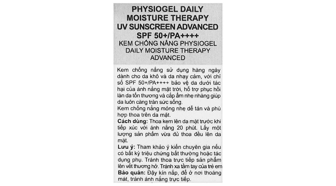 Kem chống nắng Physiogel Daily Moisture Therapy Advanced SPF50+/PA++++