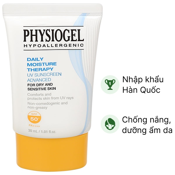 Kem chống nắng Physiogel Daily Moisture Therapy Advanced SPF50 /PA     dưỡng ẩm tuýp 30ml