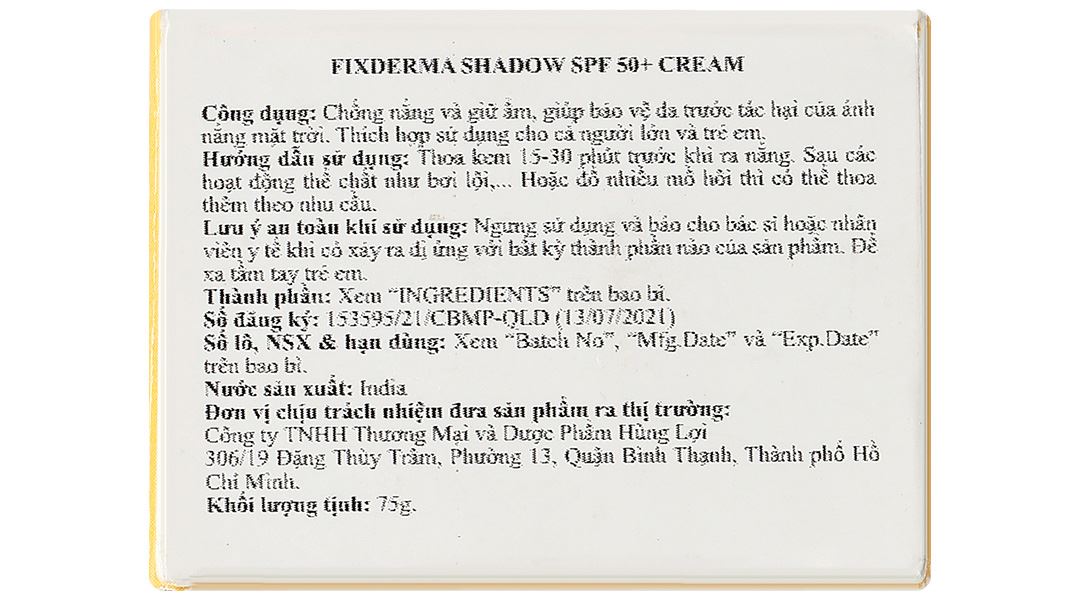 Kem chống nắng Fixderma Shadow SPF 50+/PA+++  giúp dưỡng ẩm