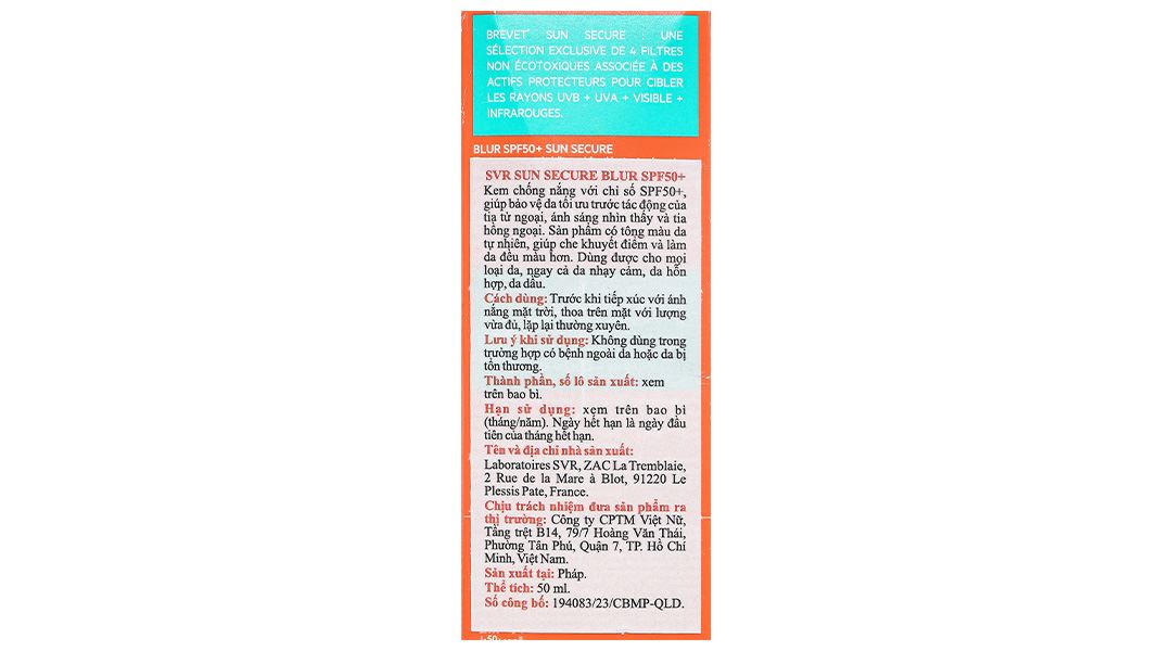 Kem chống nắng SVR Sun Secure Blur SPF50+ giúp che khuyết điểm