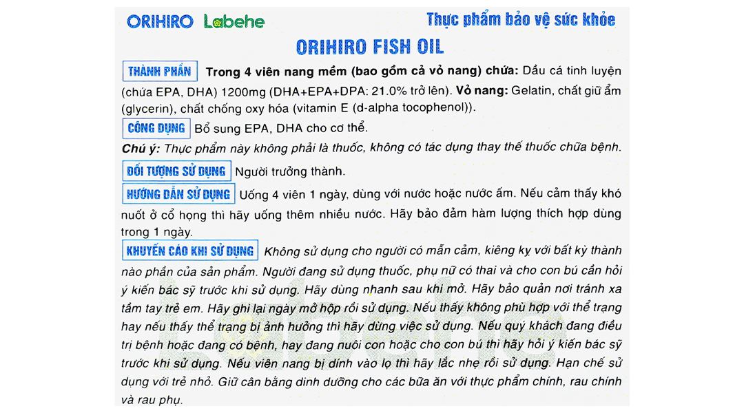 Viên UốNg Omega 3 Orihiro H/180V - 06/2025 | nhathuocankhang.com
