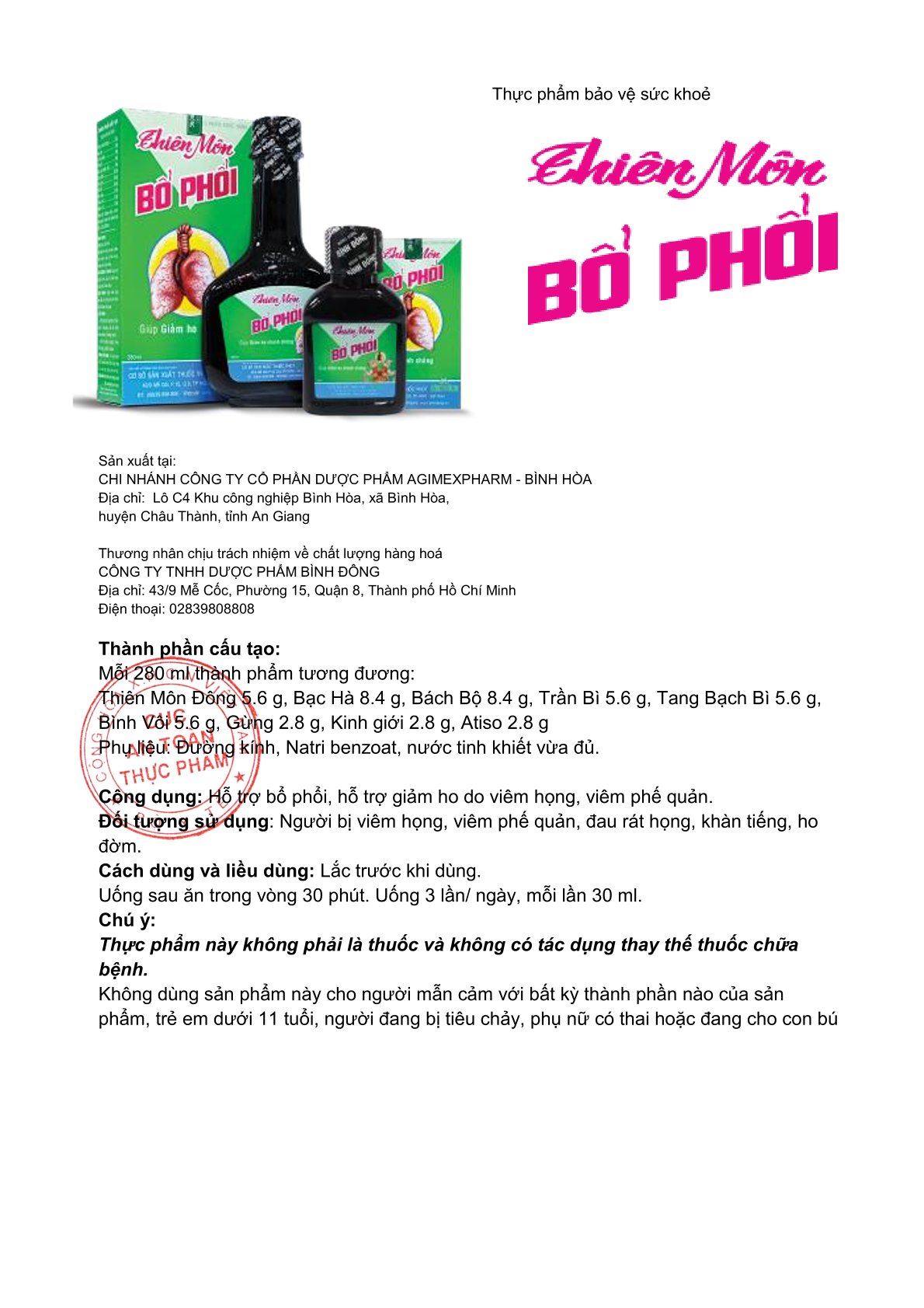 Thiên Môn Bổ Phổi 280ml