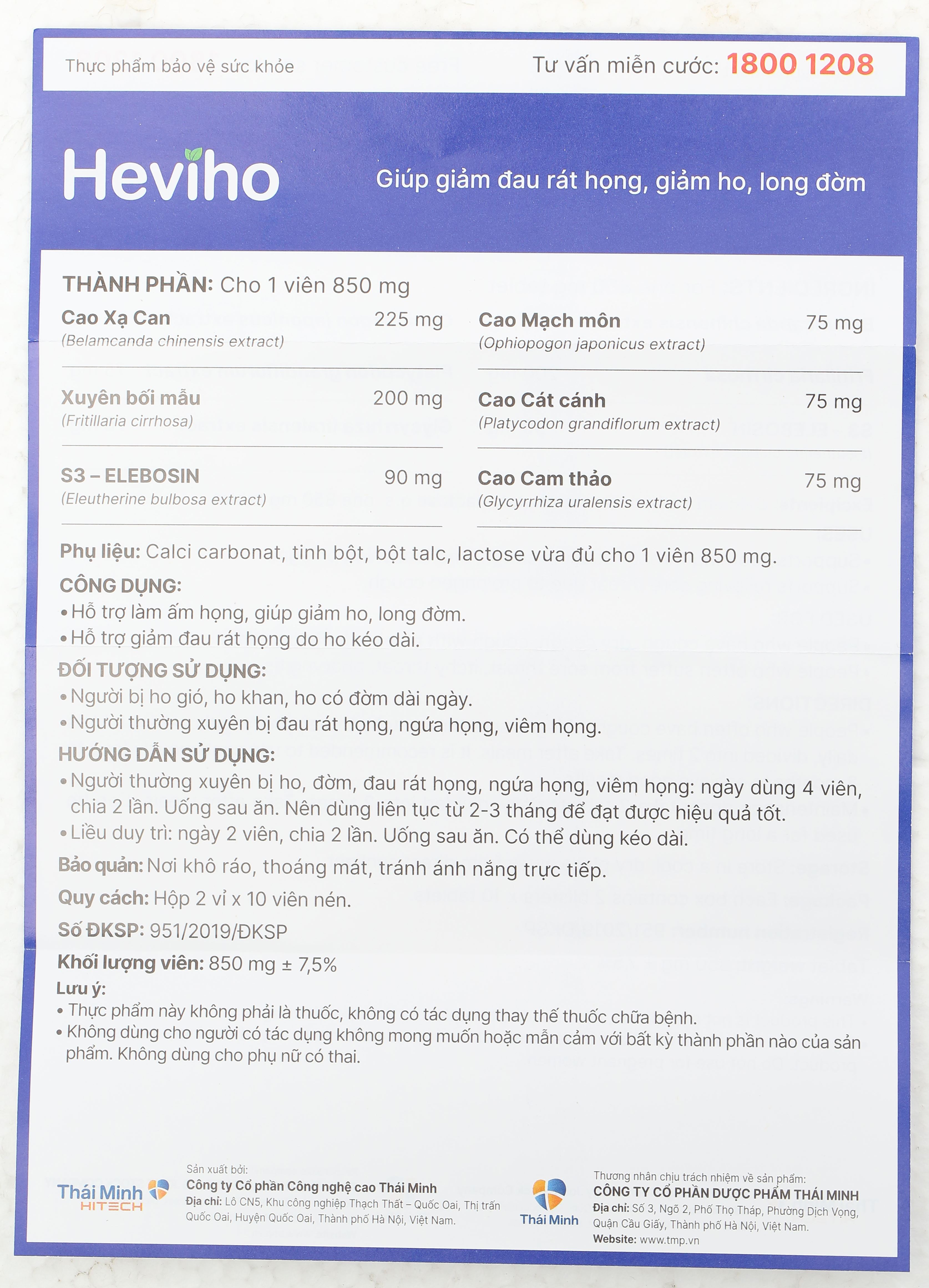 Thực phẩm bảo vệ sức khoẻ: Heviho - 13