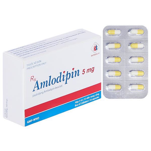Amlodipin Domesco 5mg trị tăng huyết áp, đau thắt ngực