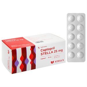 Captopril Stella 25mg trị tăng huyết áp, suy tim