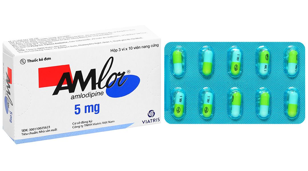 Amlor 5mg trị tăng huyết áp, bệnh mạch vành, đau thắt ngực