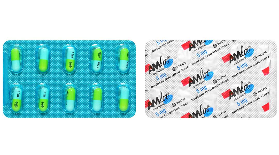 Amlor 5mg trị tăng huyết áp, bệnh mạch vành, đau thắt ngực