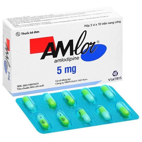 Amlor 5mg trị tăng huyết áp, bệnh mạch vành, đau thắt ngực