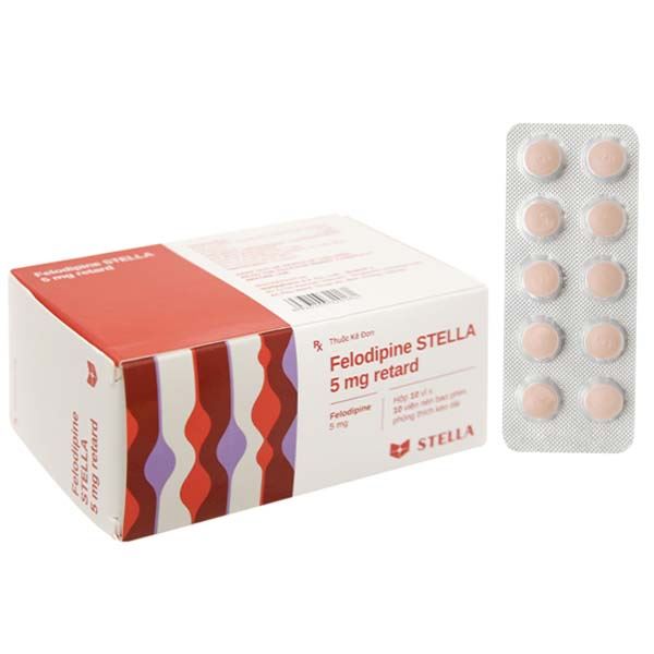 Felodipine Stella 5mg Retard trị tăng huyết áp, phòng đau thắt ngực