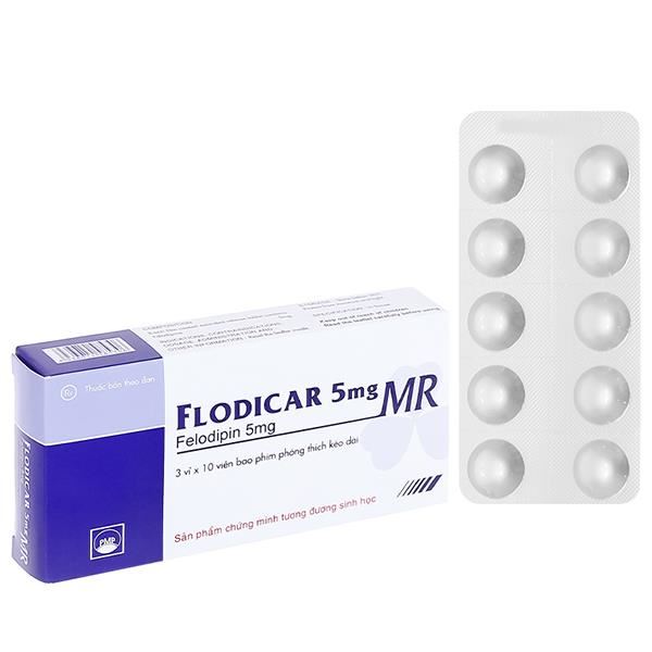 Flodicar 5mg MR trị tăng huyết áp, đau thắt ngực