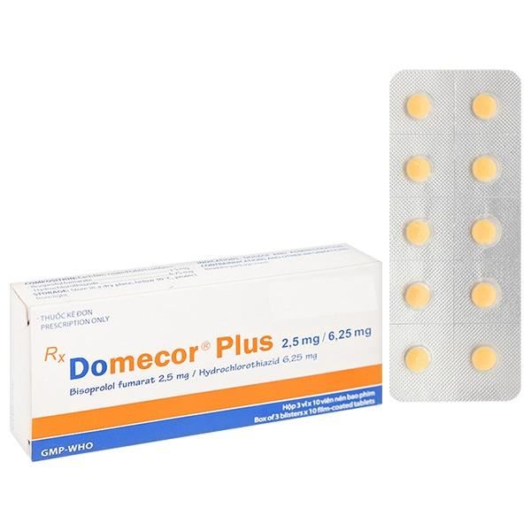 Domecor Plus 2.5mg/6.25mg trị tăng huyết áp từ nhẹ đến trung bình