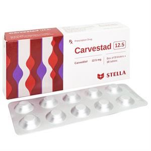 Carvestad 12.5 điều trị tăng huyết áp, đau thắt ngực và suy tim
