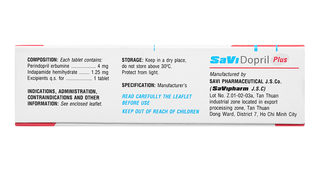 Savidopril Plus trị tăng huyết áp