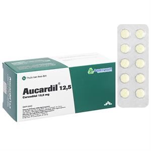 Aucardil 12.5mg điều trị tăng huyết áp, đau thắt ngực ổn định